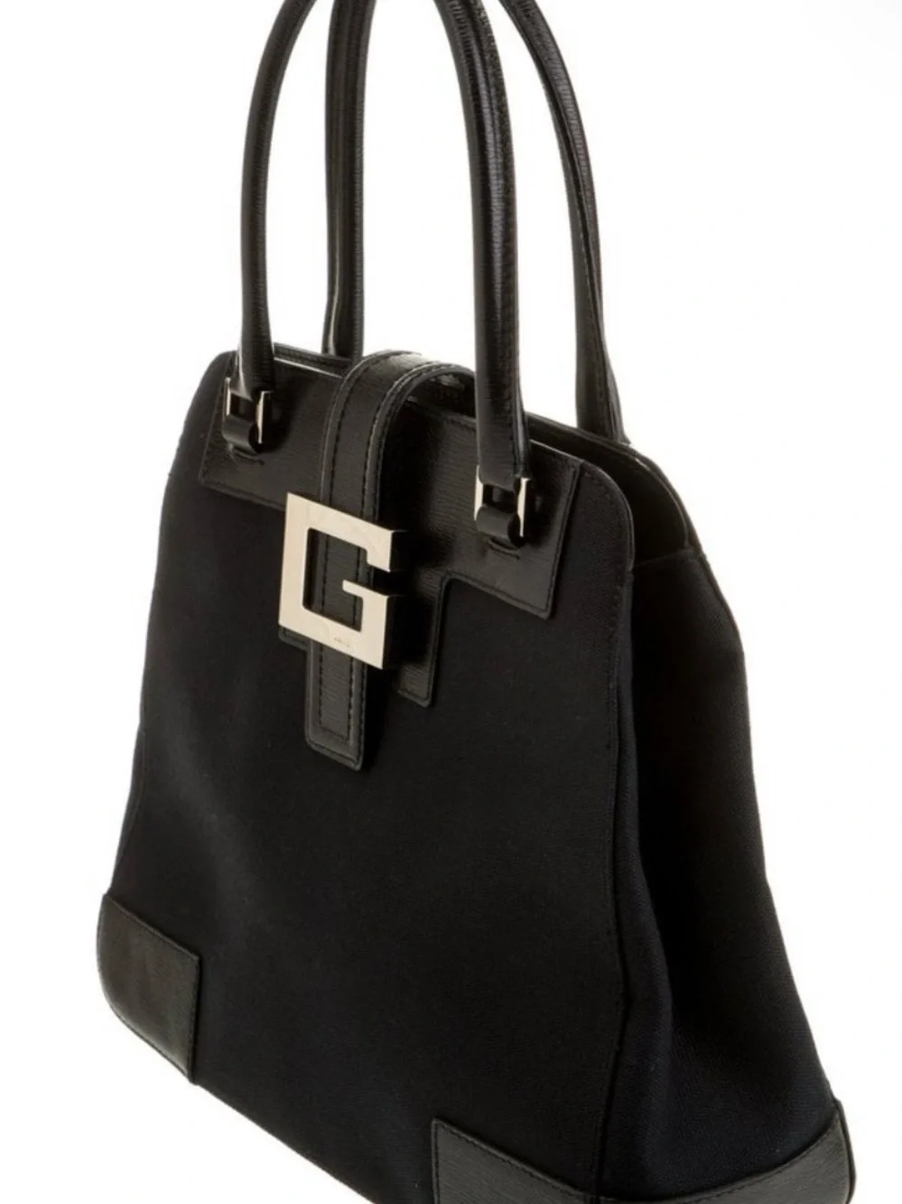 Gucci Black Satchel with Gold G-Buckle and Logo Pouch